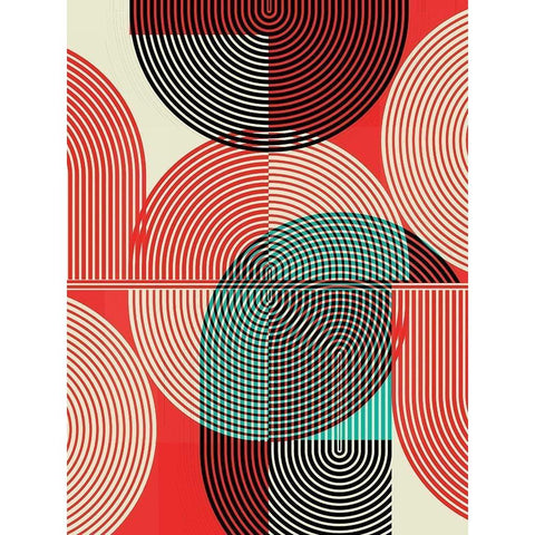 Graphic Colorful Shapes III Gold Ornate Wood Framed Art Print with Double Matting by Jasper, Sisa