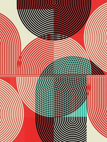 Graphic Colorful Shapes III Black Ornate Wood Framed Art Print with Double Matting by Jasper, Sisa