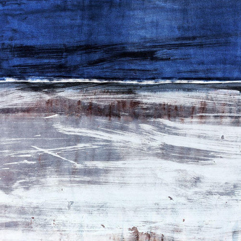 Blue Horizon White Modern Wood Framed Art Print with Double Matting by Jasper, Sisa