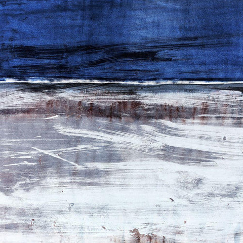 Blue Horizon Black Modern Wood Framed Art Print with Double Matting by Jasper, Sisa
