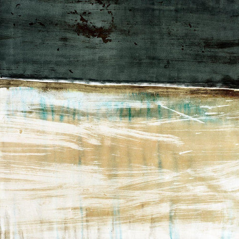 Green Horizon Black Modern Wood Framed Art Print by Jasper, Sisa