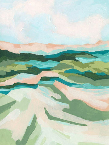 Tidal Valley I White Modern Wood Framed Art Print with Double Matting by Vess, June Erica