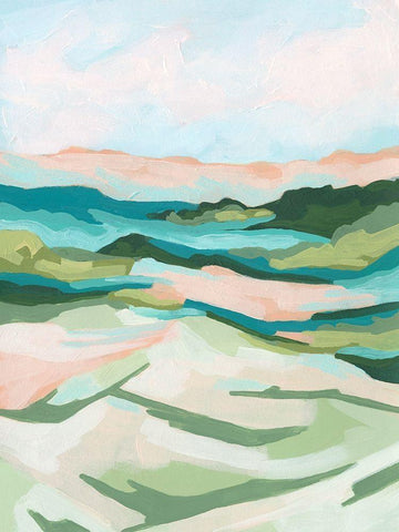 Tidal Valley II White Modern Wood Framed Art Print with Double Matting by Vess, June Erica