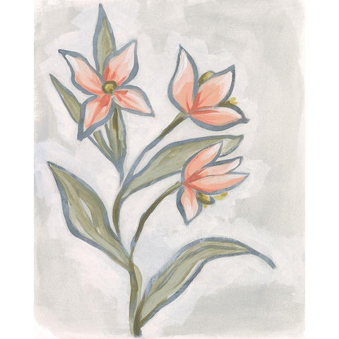 Petal Impasto I Black Modern Wood Framed Art Print with Double Matting by Vess, June Erica