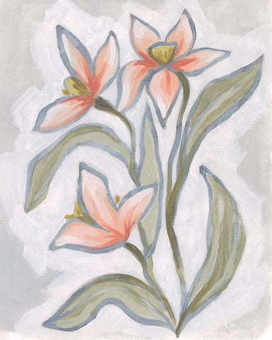 Petal Impasto II Black Ornate Wood Framed Art Print with Double Matting by Vess, June Erica