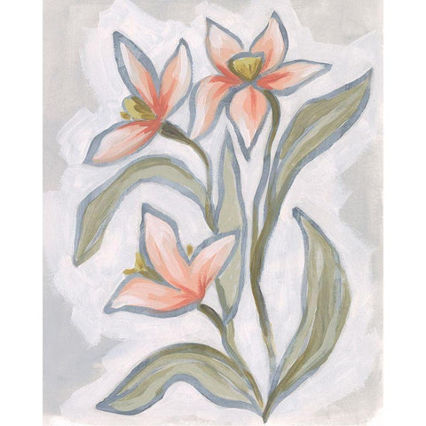 Petal Impasto II Black Modern Wood Framed Art Print by Vess, June Erica