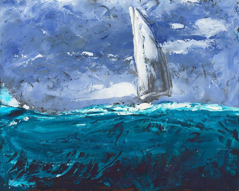 Sail Ho I Black Ornate Wood Framed Art Print with Double Matting by Longley, Alicia