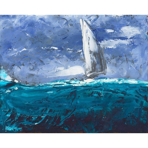 Sail Ho I Black Modern Wood Framed Art Print with Double Matting by Longley, Alicia