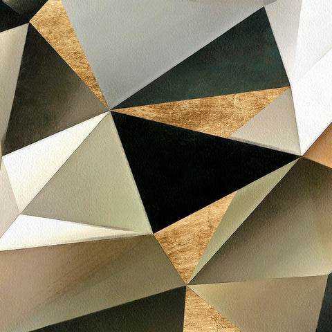 Gold Polygon Wall II Black Ornate Wood Framed Art Print with Double Matting by Saunders, Alonzo