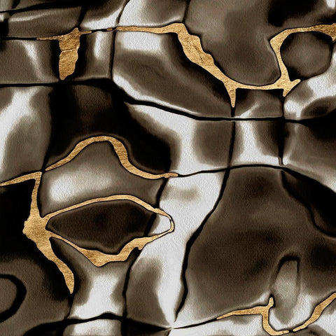 Golden Shimmer I White Modern Wood Framed Art Print with Double Matting by Saunders, Alonzo