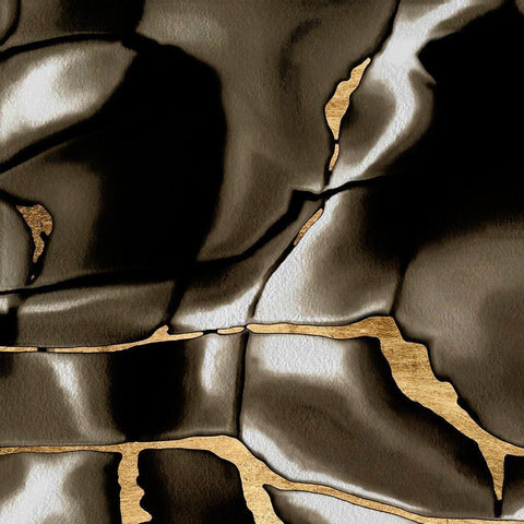Golden Shimmer III Black Ornate Wood Framed Art Print with Double Matting by Saunders, Alonzo