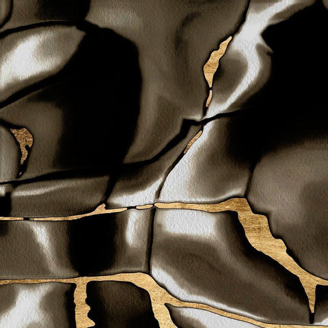 Golden Shimmer III White Modern Wood Framed Art Print by Saunders, Alonzo