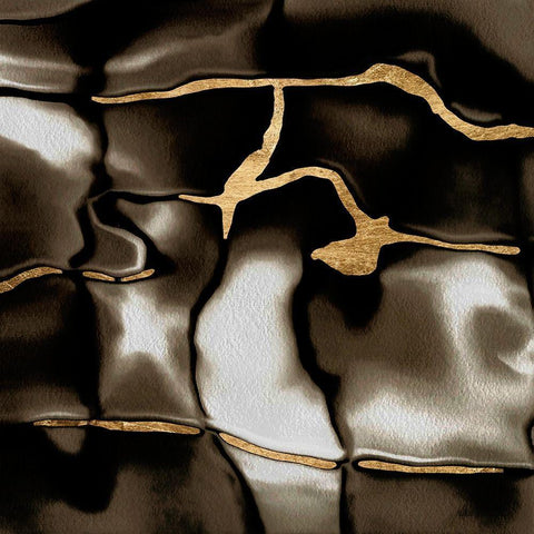 Golden Shimmer IV White Modern Wood Framed Art Print with Double Matting by Saunders, Alonzo