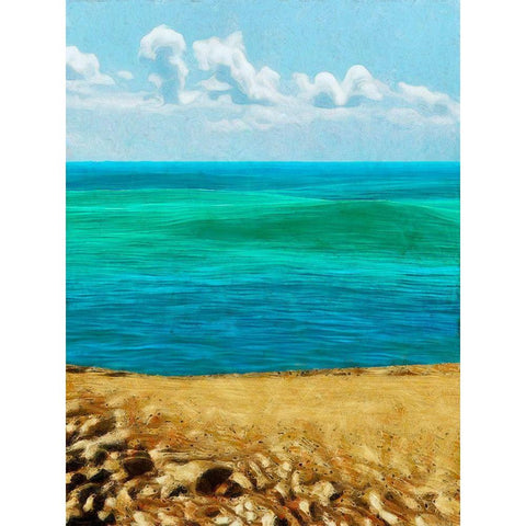 Rocky Beachside II White Modern Wood Framed Art Print by Saunders, Alonzo
