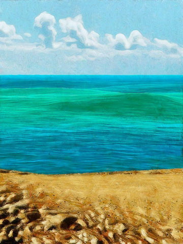Rocky Beachside II White Modern Wood Framed Art Print with Double Matting by Saunders, Alonzo