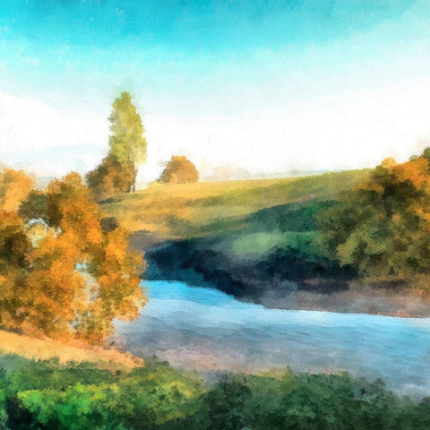 Down Stream I Black Modern Wood Framed Art Print by Saunders, Alonzo