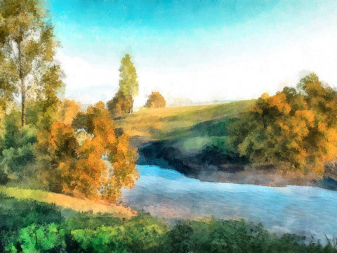 Down Stream III Black Ornate Wood Framed Art Print with Double Matting by Saunders, Alonzo