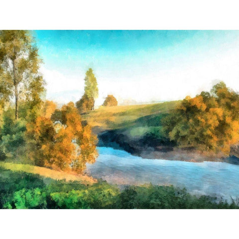 Down Stream III White Modern Wood Framed Art Print by Saunders, Alonzo