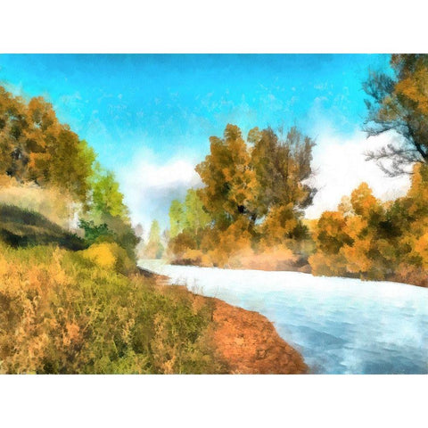 Down Stream IV Black Modern Wood Framed Art Print with Double Matting by Saunders, Alonzo