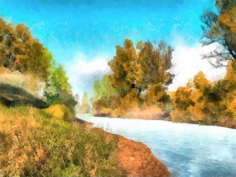 Down Stream IV White Modern Wood Framed Art Print with Double Matting by Saunders, Alonzo