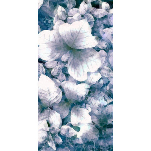 Blue Shaded Leaves V White Modern Wood Framed Art Print by Saunders, Alonzo