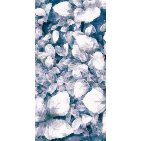 Blue Shaded Leaves VI Black Modern Wood Framed Art Print by Saunders, Alonzo