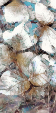 Neutral Summer Leaves IV White Modern Wood Framed Art Print with Double Matting by Saunders, Alonzo