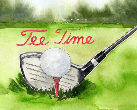 Tee Off Time III White Modern Wood Framed Art Print with Double Matting by Parker, Jennifer Paxton