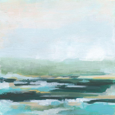 Misty Inlet I Black Modern Wood Framed Art Print by Vess, June Erica