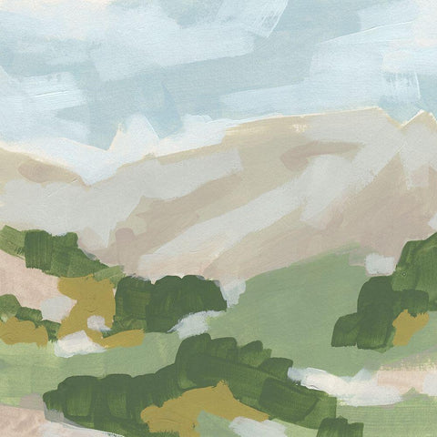 Hillside Impression I White Modern Wood Framed Art Print with Double Matting by Vess, June Erica