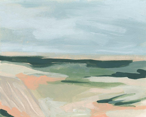 Pastel Plains II White Modern Wood Framed Art Print with Double Matting by Vess, June Erica