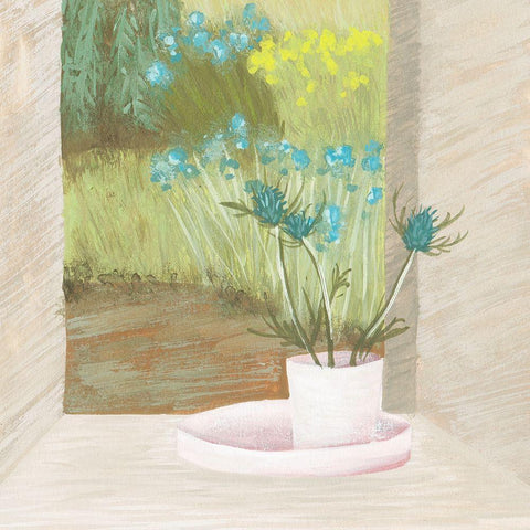 Window Plants I Black Modern Wood Framed Art Print with Double Matting by Wang, Melissa