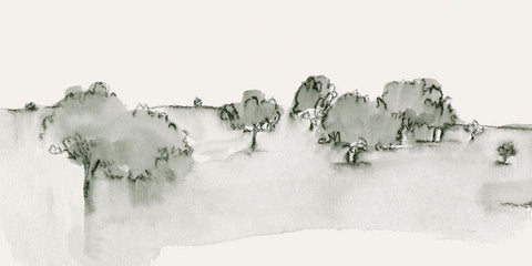 Scenic Scribble I White Modern Wood Framed Art Print with Double Matting by Caroline, Emma