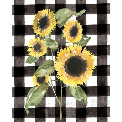 Buffalo Check Sunflower I White Modern Wood Framed Art Print by Goldberger, Jennifer