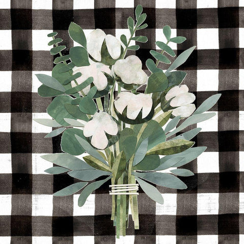 Buffalo Check Cut Paper Bouquet II Black Modern Wood Framed Art Print with Double Matting by Barnes, Victoria