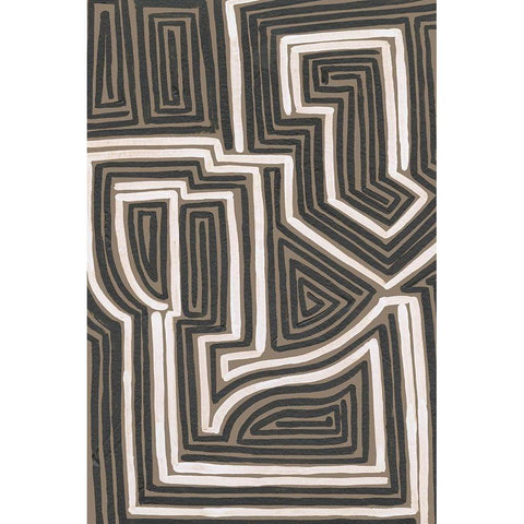 Abstract Maze I Black Modern Wood Framed Art Print with Double Matting by Moore, Regina