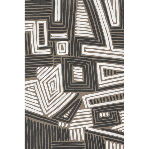 Abstract Maze II Black Modern Wood Framed Art Print with Double Matting by Moore, Regina