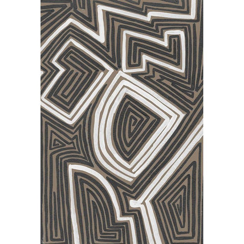 Abstract Maze III Black Modern Wood Framed Art Print with Double Matting by Moore, Regina