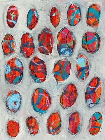 Abstract Circles II White Modern Wood Framed Art Print with Double Matting by Moore, Regina