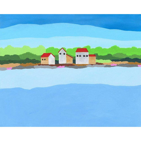 Red Roof Landscape I Black Modern Wood Framed Art Print by Moore, Regina