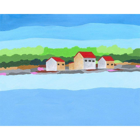 Red Roof Landscape II White Modern Wood Framed Art Print by Moore, Regina