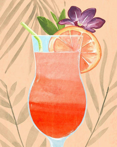 Tropical Cocktail III Black Ornate Wood Framed Art Print with Double Matting by Warren, Annie