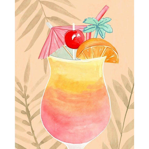 Tropical Cocktail IV Black Modern Wood Framed Art Print with Double Matting by Warren, Annie