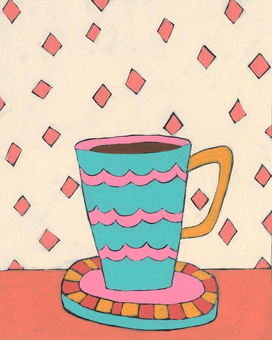 Mid Morning Coffee I Black Ornate Wood Framed Art Print with Double Matting by Moore, Regina