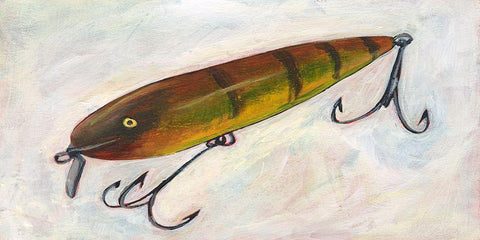 Retro Fishing Lure II Black Ornate Wood Framed Art Print with Double Matting by Moore, Regina