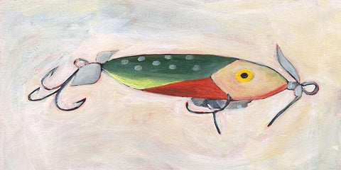 Retro Fishing Lure III White Modern Wood Framed Art Print with Double Matting by Moore, Regina