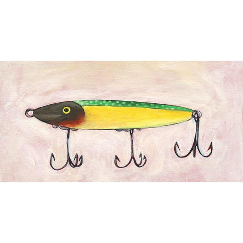 Retro Fishing Lure IV Gold Ornate Wood Framed Art Print with Double Matting by Moore, Regina