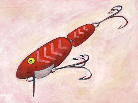 Retro Fishing Lure VI White Modern Wood Framed Art Print with Double Matting by Moore, Regina