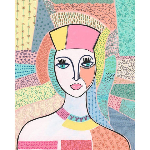 Pattern Lady I Black Modern Wood Framed Art Print with Double Matting by Moore, Regina