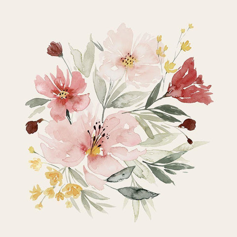 Pink Posy Dance II Black Modern Wood Framed Art Print by Popp, Grace